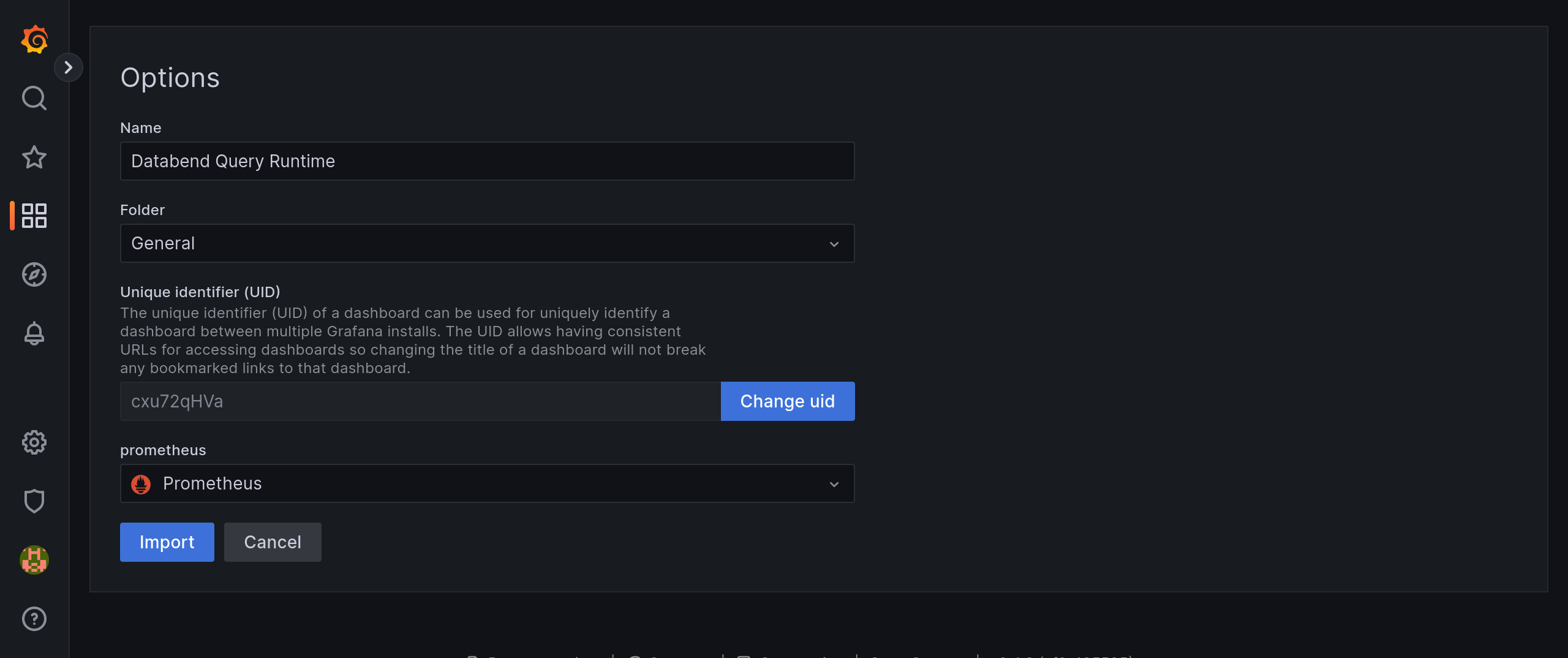Grafana 导入查询 JSON